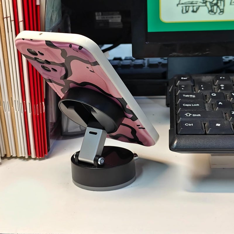 kiimiles Metal Phone Stand for Desk, Universal Phone Holder with 360 Rotating Arm Foldable Retractable Stand Compatible with Magnetic and Android Phones, Office Accessories (A2) - Image 3